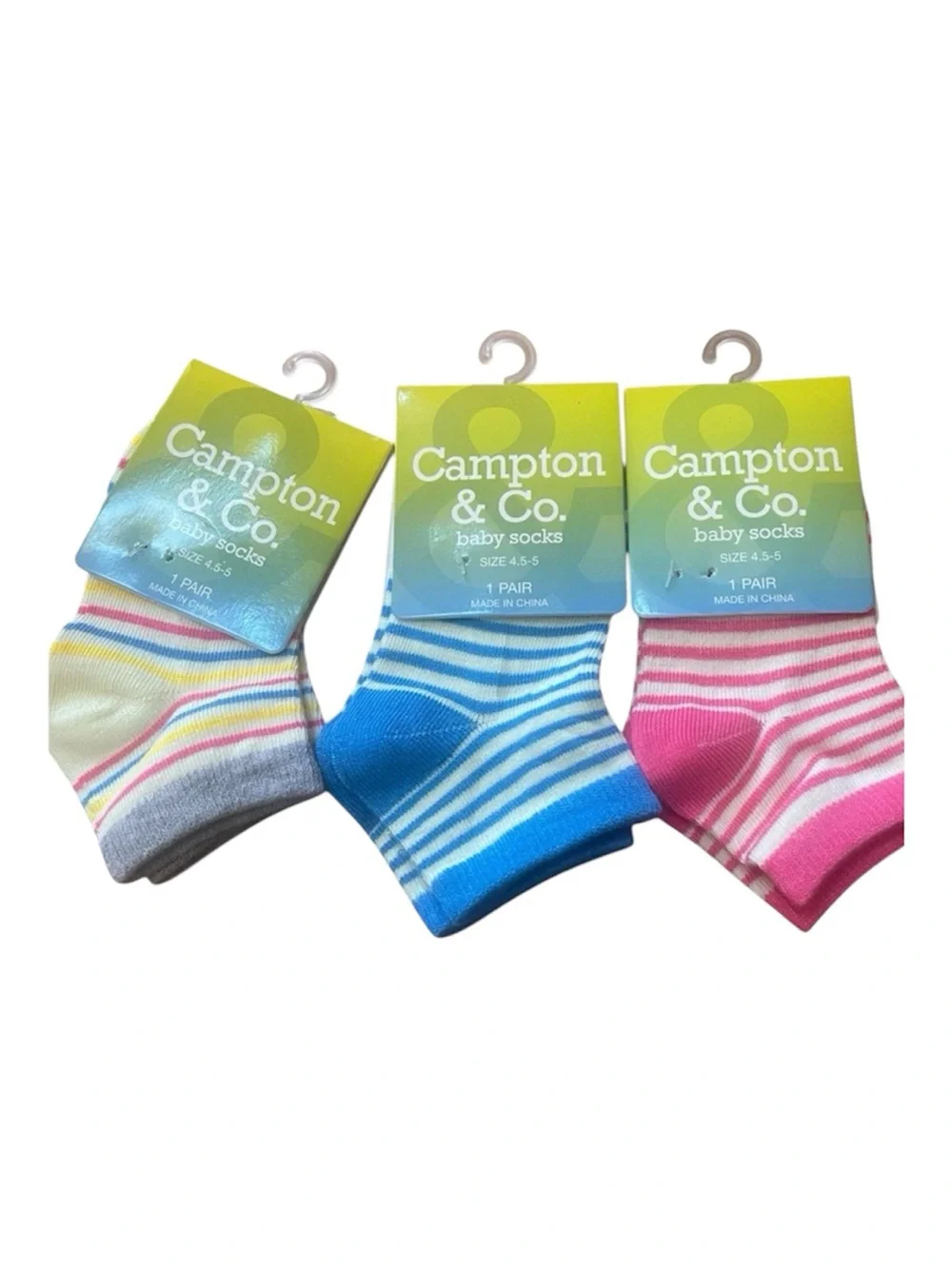 Striped Casual Socks - Blue, Pink, Yellow (3-Pack)